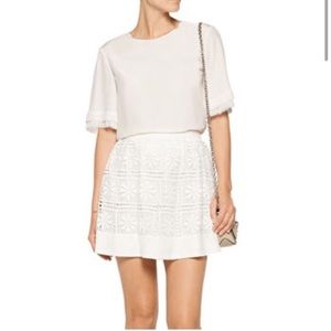 NWT Elizabeth and James white embroidered silk mini skirt